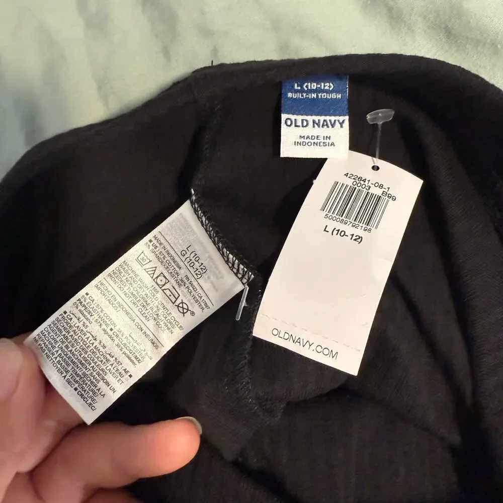 Old Navy Ribbed Knit Leggings for Girls, Black, L10/12